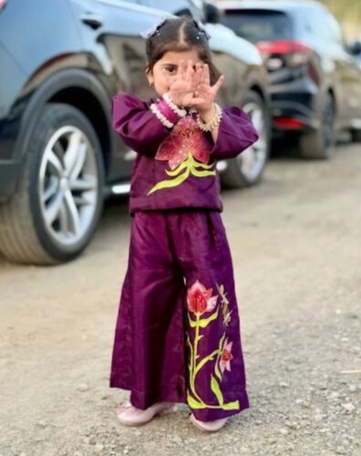ہمارے گھر کا پھول          🌸 Hand Painted Girls Coord Set photo review
