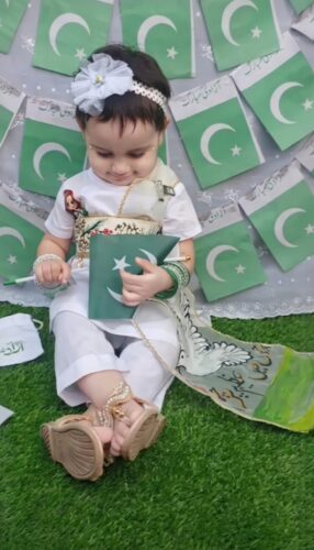 Parchamon Mein Azeem Parcham  | Hand-Painted Dove painting & Patriotic Calligraphy Kids Outfit photo review