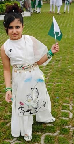 Parchamon Mein Azeem Parcham  | Hand-Painted Dove painting & Patriotic Calligraphy Kids Outfit photo review